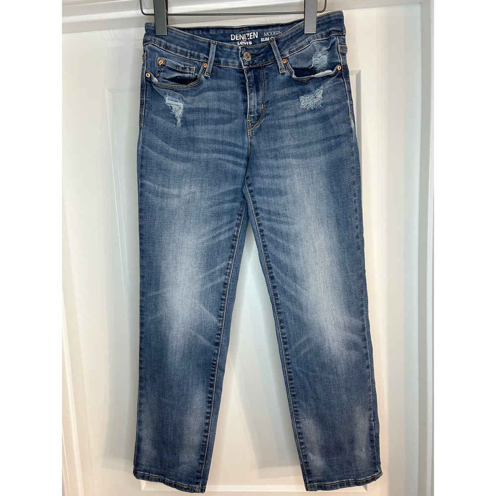 Denizen from Levi's Modern Slim Cuffed Distressed Blue Jeans Womens 4 W27 Medium